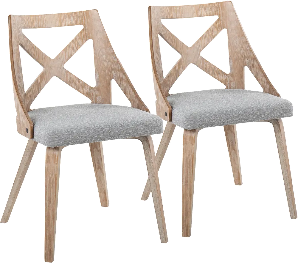 CH-CHARLOT WWGY2 Charlotte Light Brown & Light Gray Dining Chairs, Set of 2-1