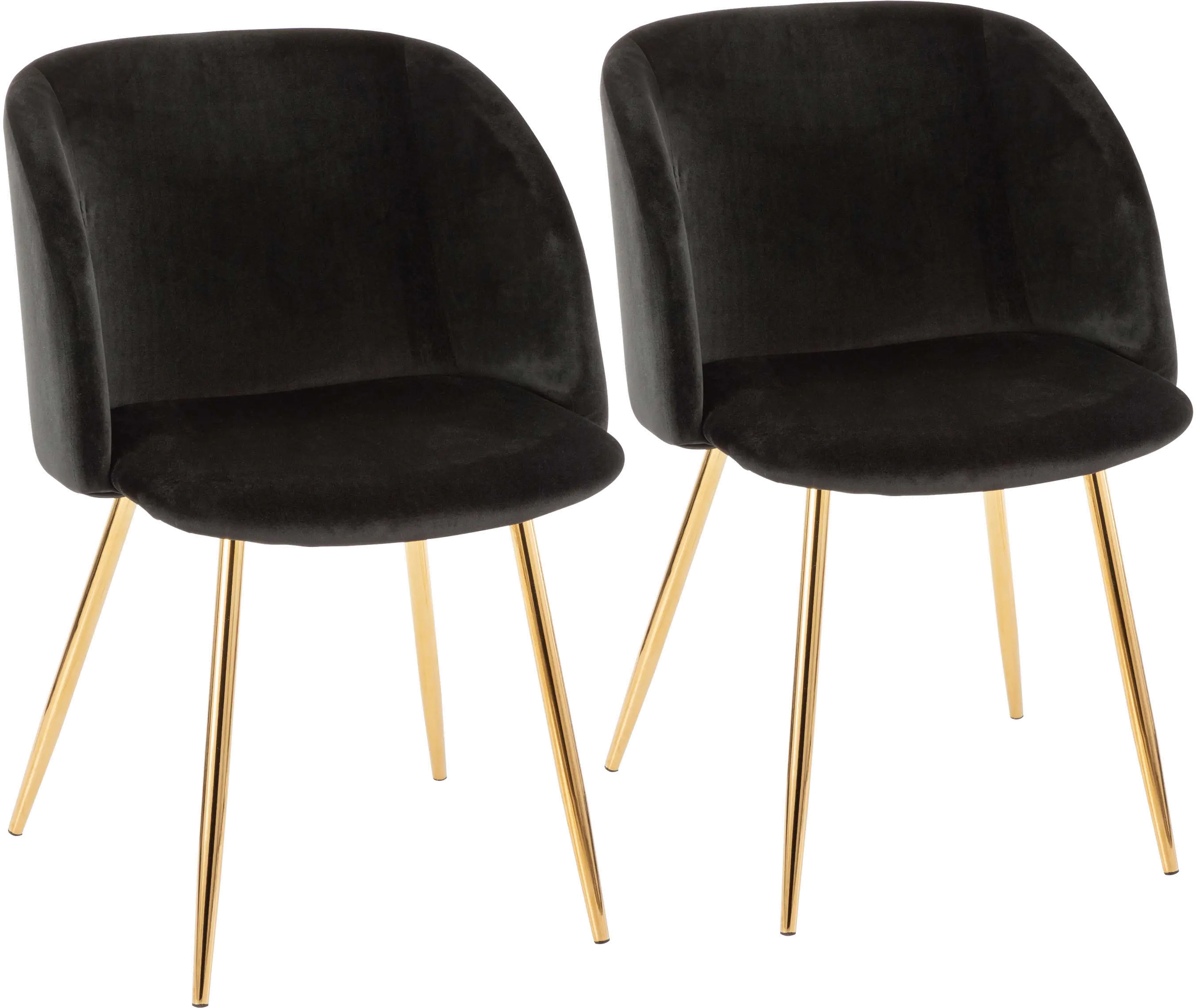 Fran Gold & Black Velvet Glam Dining Chairs, Set of 2