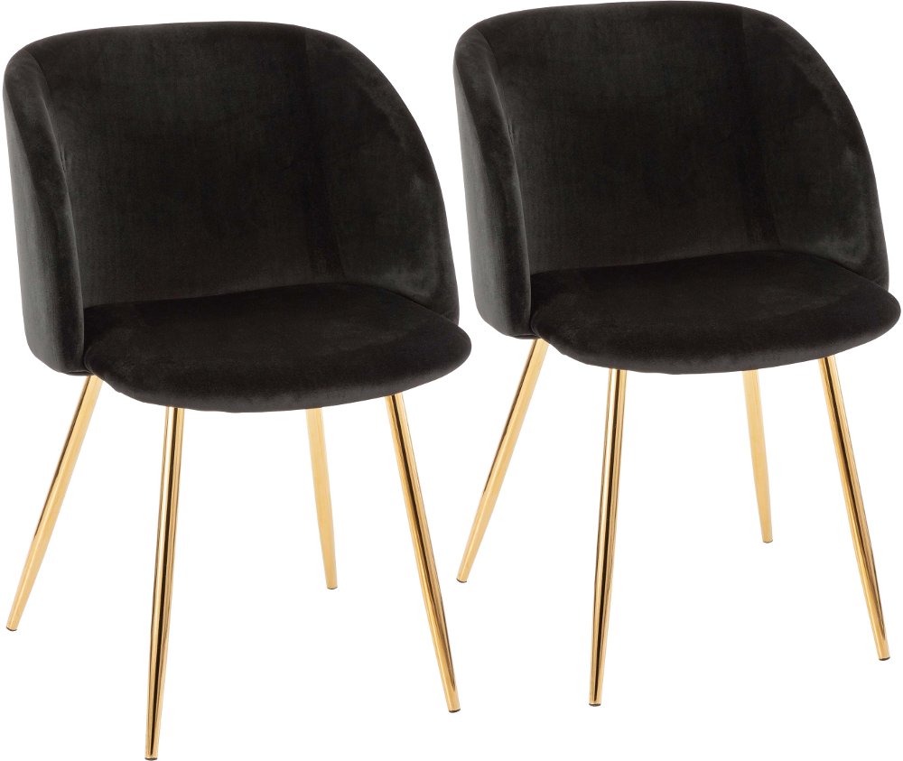 Fran Gold & Black Velvet Glam Dining Chairs, Set of 2