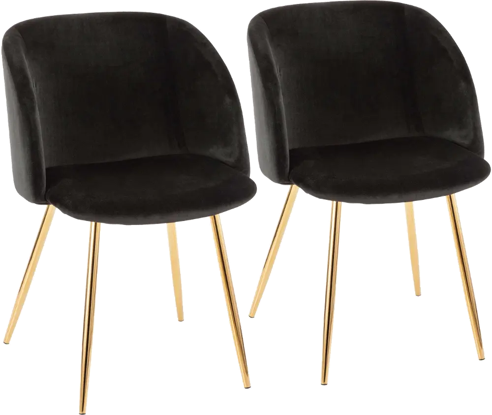 CH-FRAN AU+BK2 Fran Gold & Black Velvet Glam Dining Chairs, Set of 2-1
