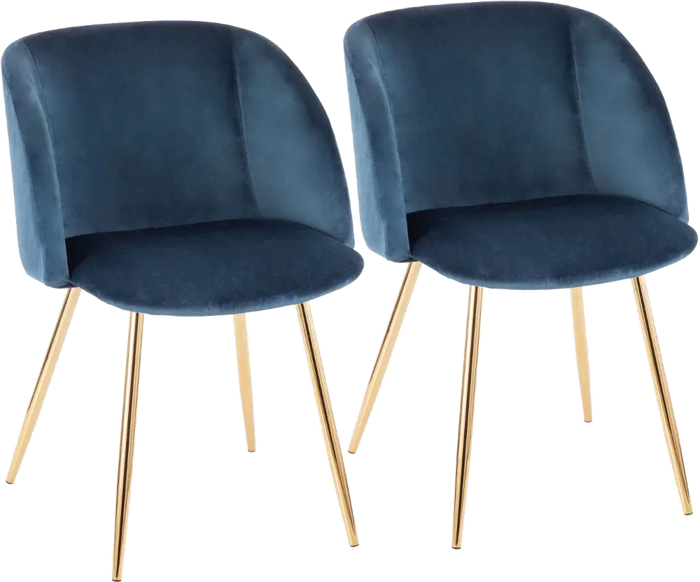 CH-FRAN AU+BU2 Fran Gold & Blue Velvet Glam Dining Chairs, Set of 2-1