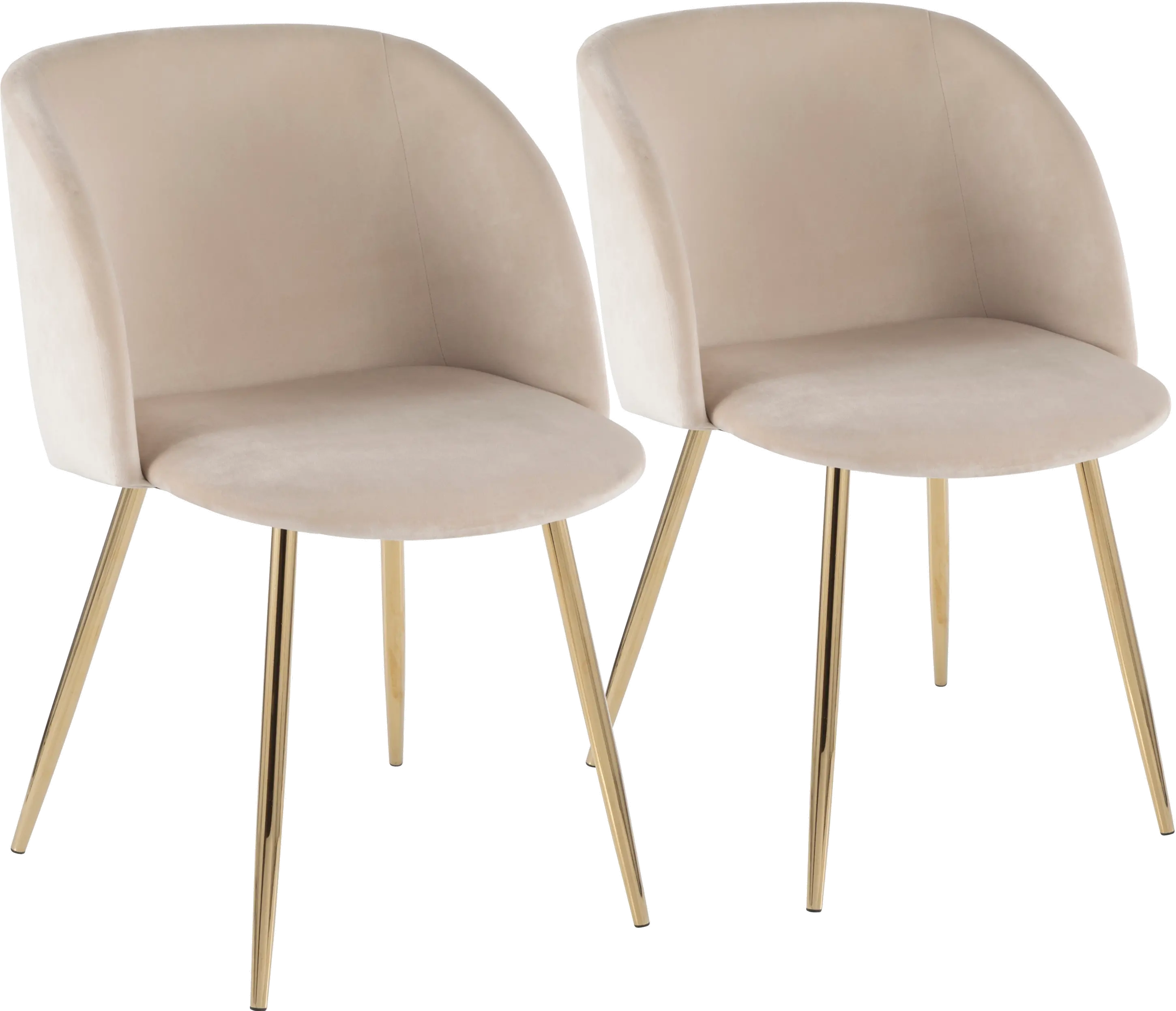 Fran Gold & Cream Velvet Glam Dining Chairs, Set of 2
