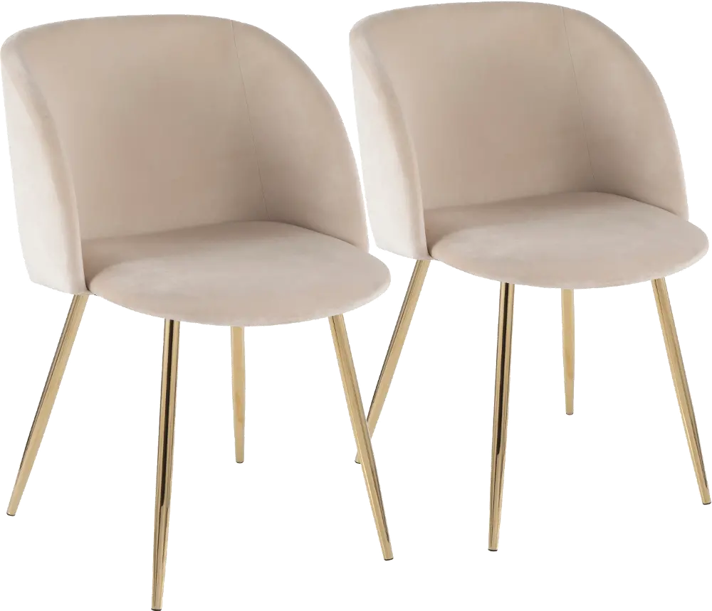 CH-FRAN AU+CR2 Fran Gold & Cream Velvet Glam Dining Chairs, Set of 2-1
