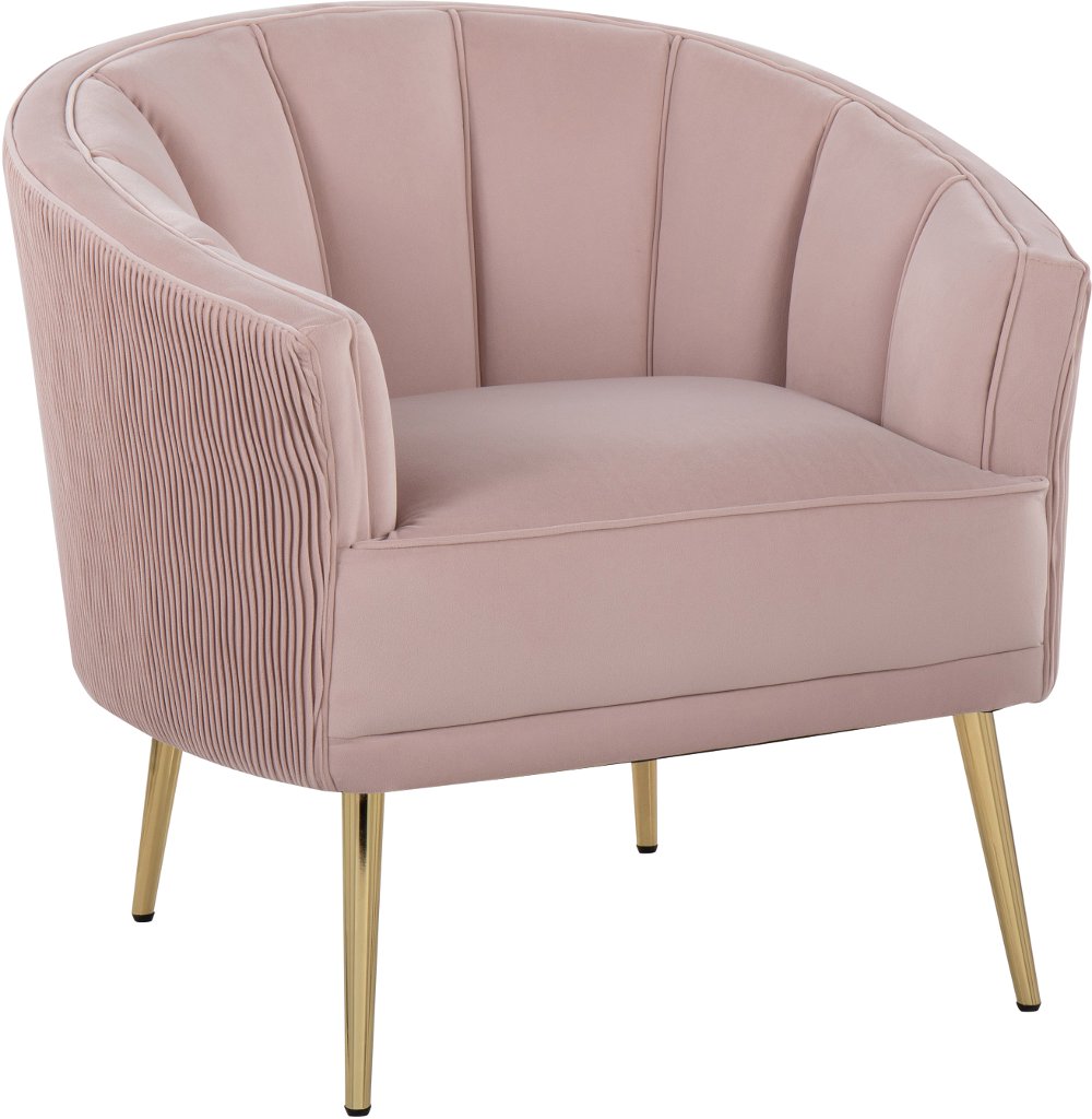 Tania Blush Pleated Waves Glam Accent Chair