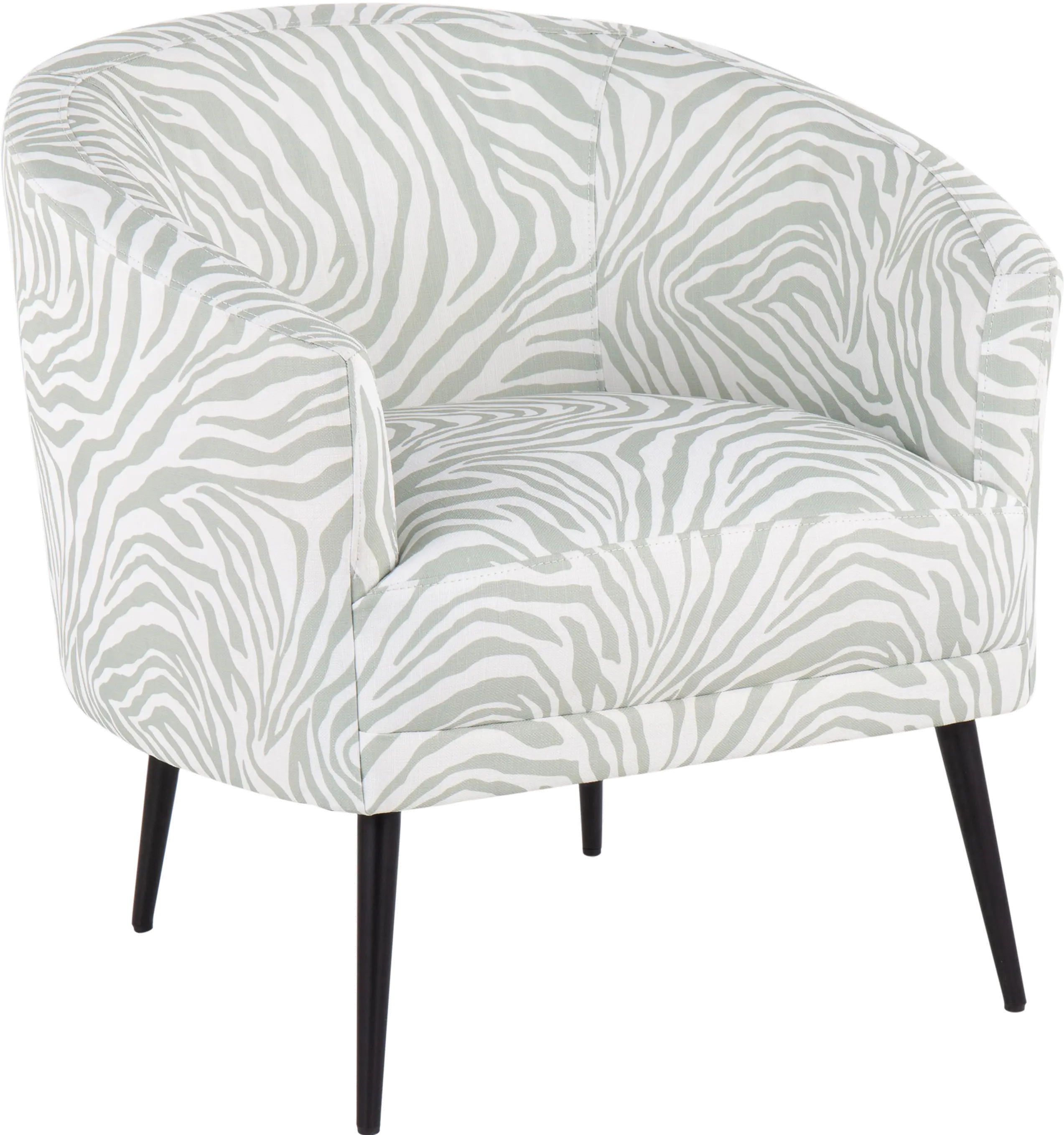 Tania Light Green Zebra Print Accent Chair