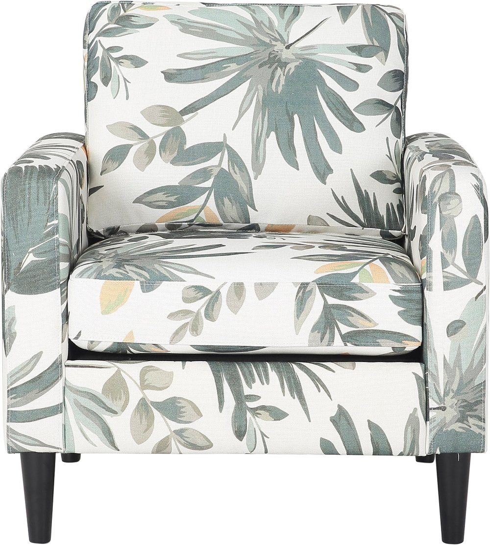 Wendy Contemporary Cream & Green Floral Accent Chair