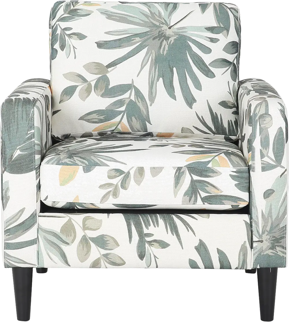 CHR-WENDY BTNCL BKGN Wendy Contemporary Cream & Green Floral Accent Chair-1