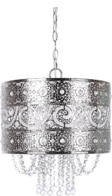 Tangier Nickel Pendant Light with Crystal Dangles