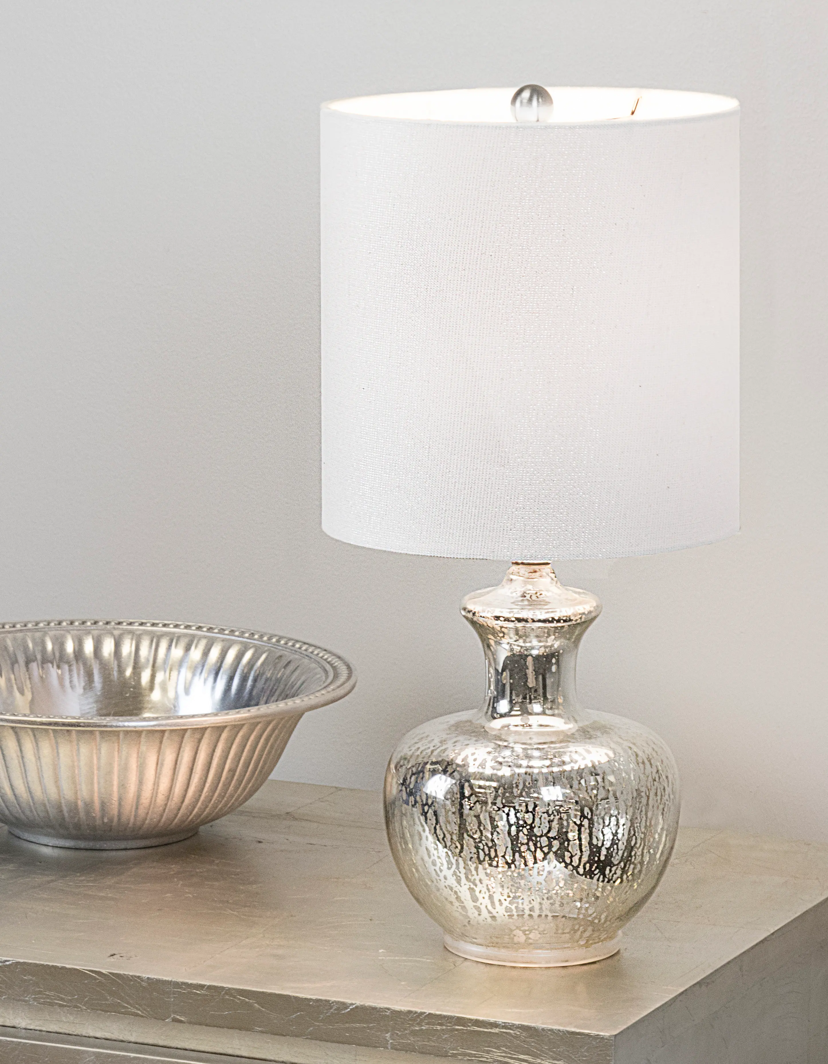 Lotus Silver Glass Table Lamp
