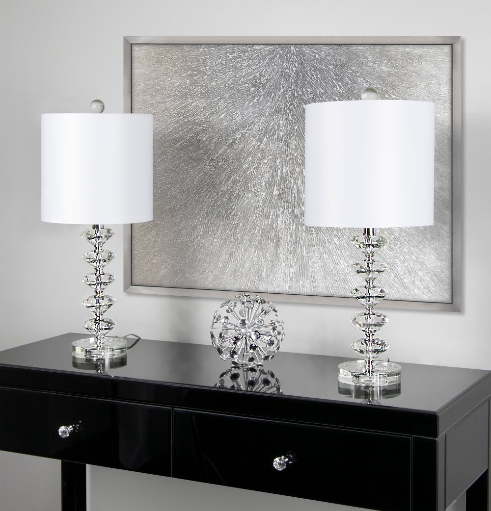 112903908 Diamond Chrome Table Lamps, Set of 2 sku 112903908