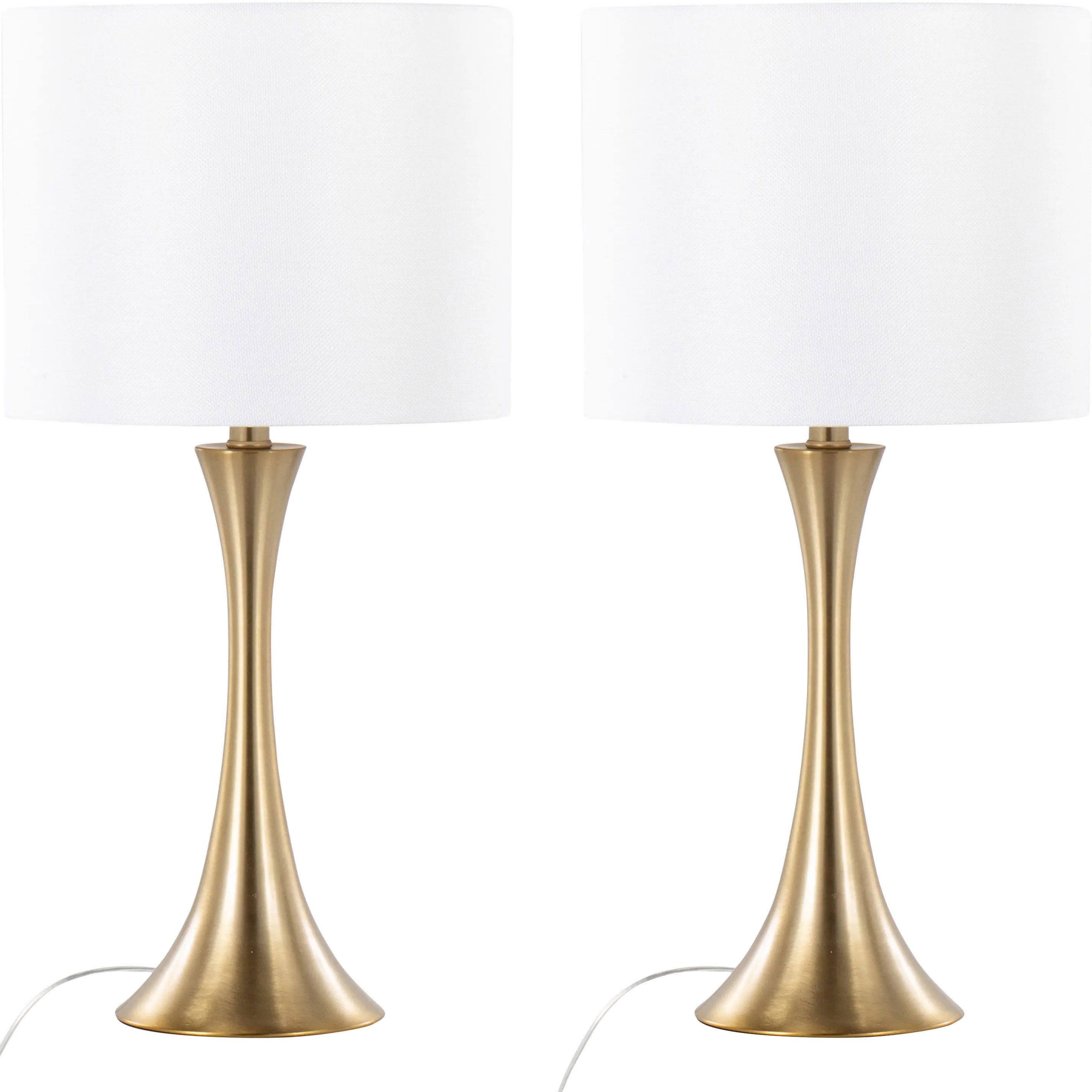 Lenuxe Gold Table Lamps with White Shades, Set of 2
