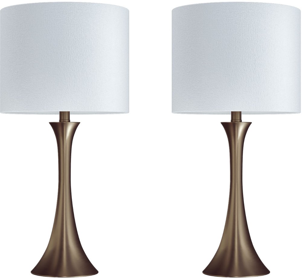 112904009 Lenuxe Bronze Table Lamps with Off-White Shades, S sku 112904009