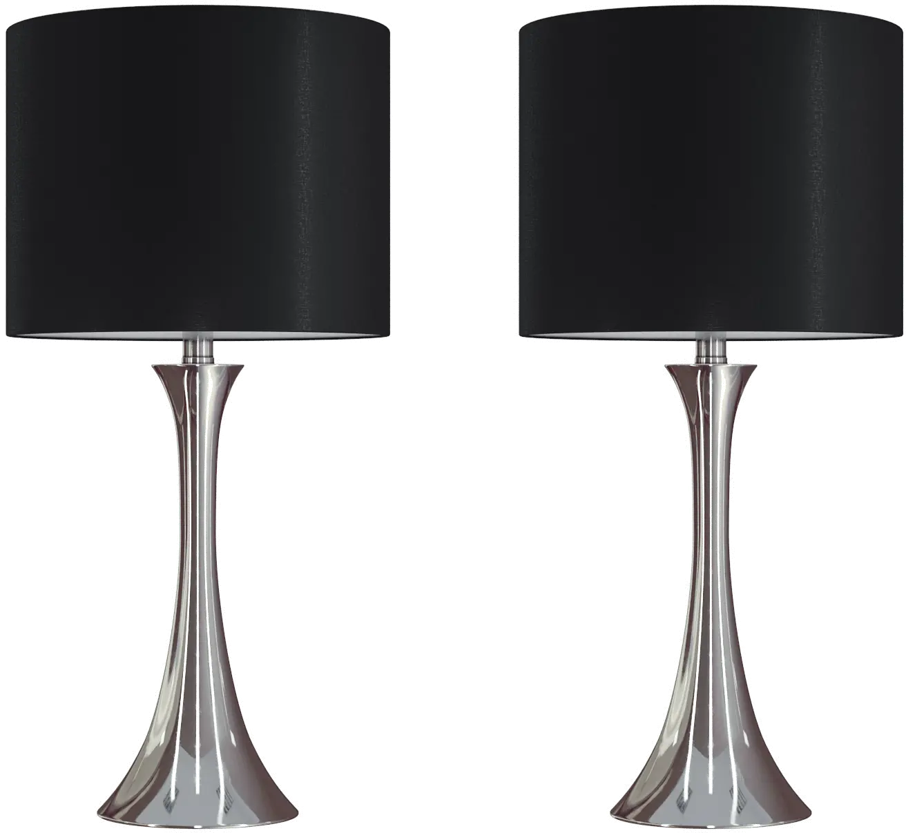 TL24-LENUXE-DBLNIBK2 Lenuxe Nickel Table Lamps with Black Shades, Set o sku TL24-LENUXE-DBLNIBK2