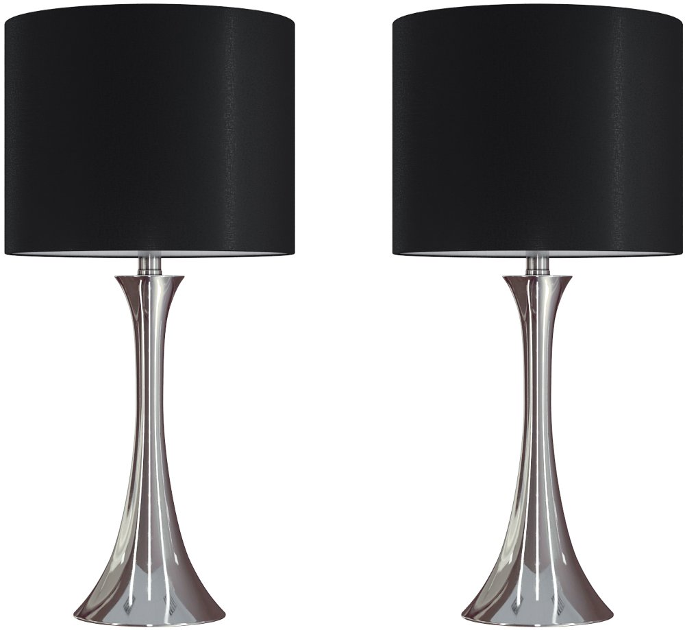 112904017 Lenuxe Nickel Table Lamps with Black Shades, Set o sku 112904017