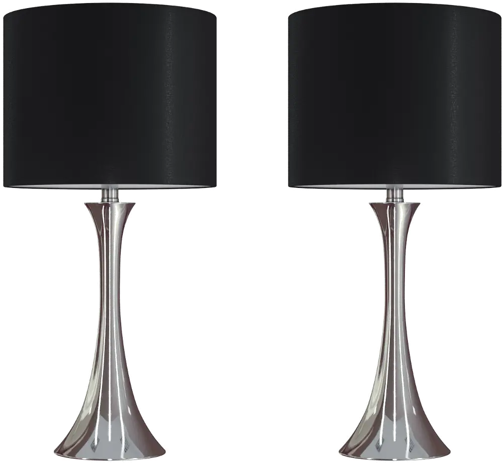 TL24-LENUXE-DBL NIBK2 Lenuxe Nickel Table Lamps with Black Shades, Set of 2-1