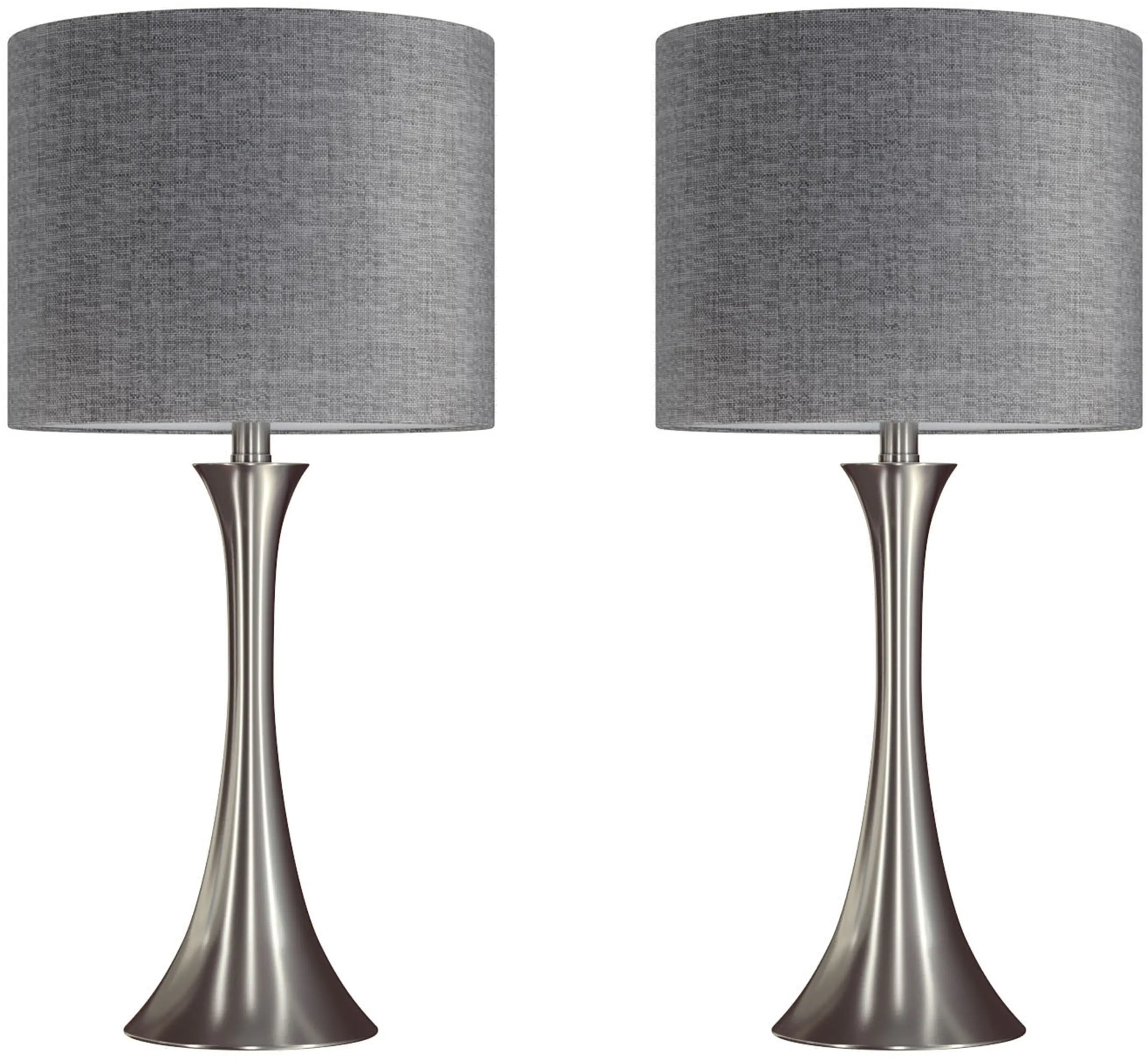 TL24-LENUXE-DBLNIGY2 Lenuxe Nickel Table Lamps with Gray Shades, Set of sku TL24-LENUXE-DBLNIGY2