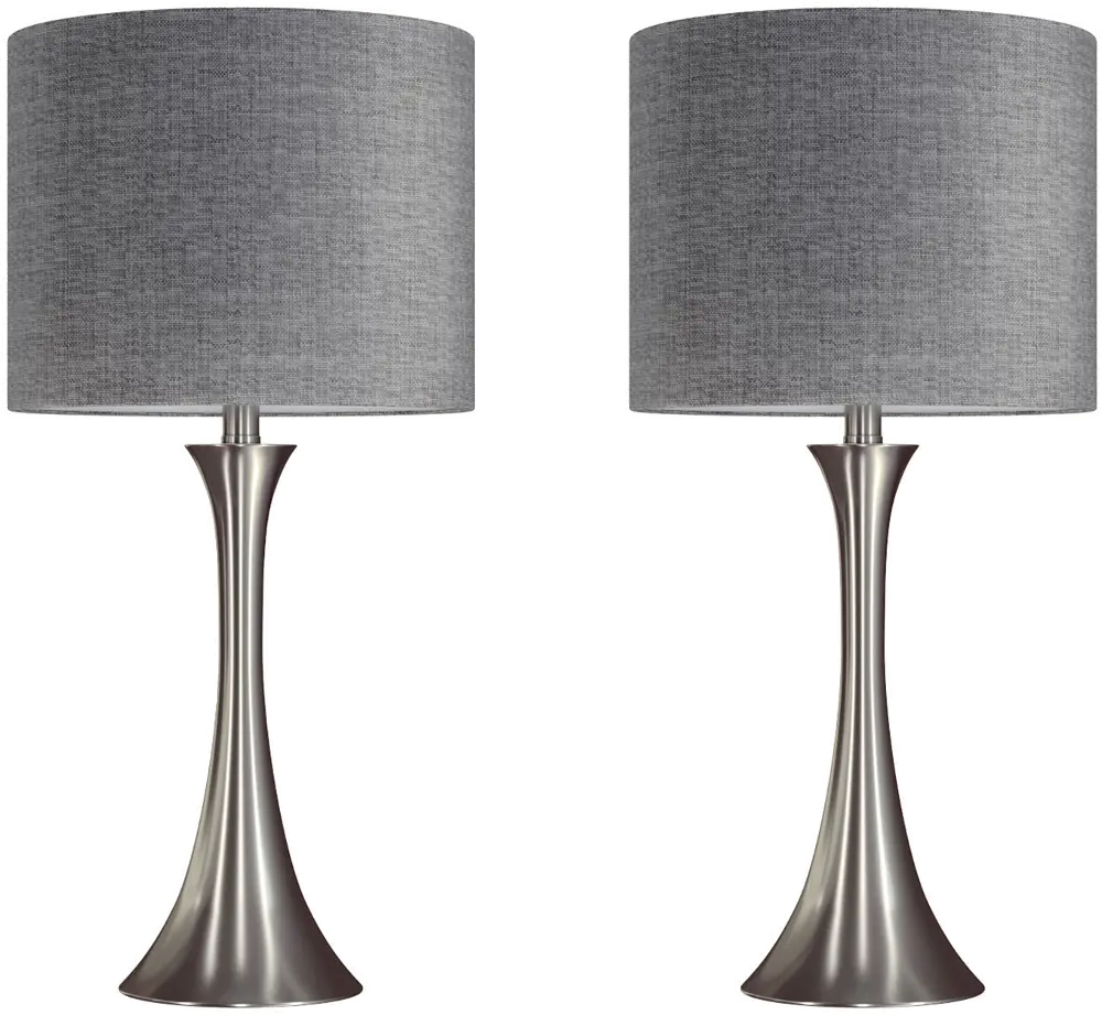 TL24-LENUXE-DBL NIGY2 Lenuxe Nickel Table Lamps with Gray Shades, Set of 2-1