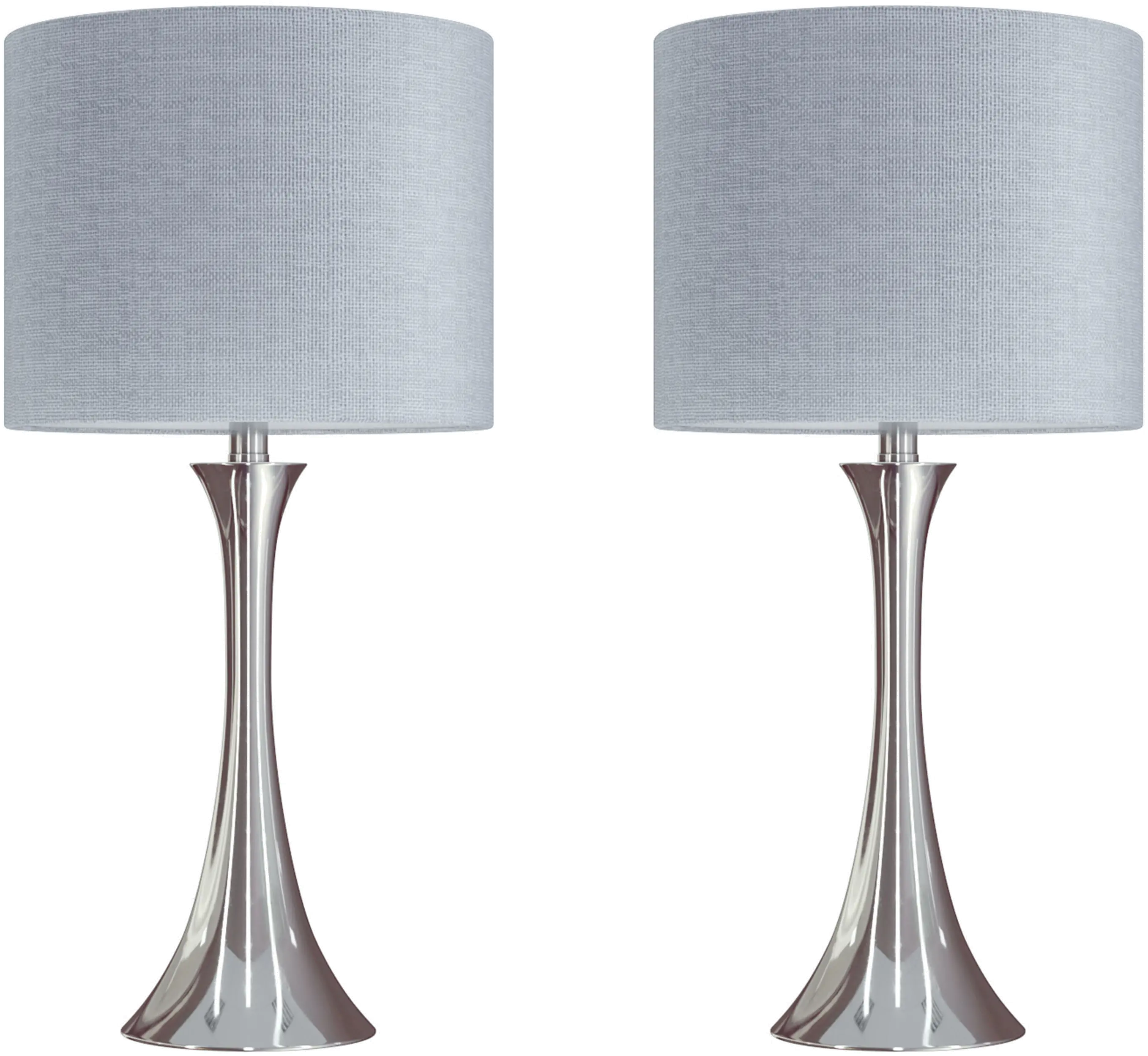 TL24-LENUXE-DBLNILGY2 Lenuxe Polished Nickel Table Lamps with Sparkly Gr sku TL24-LENUXE-DBLNILGY2