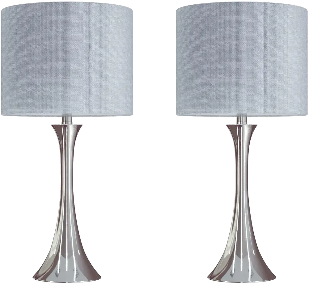 TL24-LENUXE-DBL NILGY2 Lenuxe Polished Nickel Table Lamps with Sparkly Gray Shades, Set of 2-1