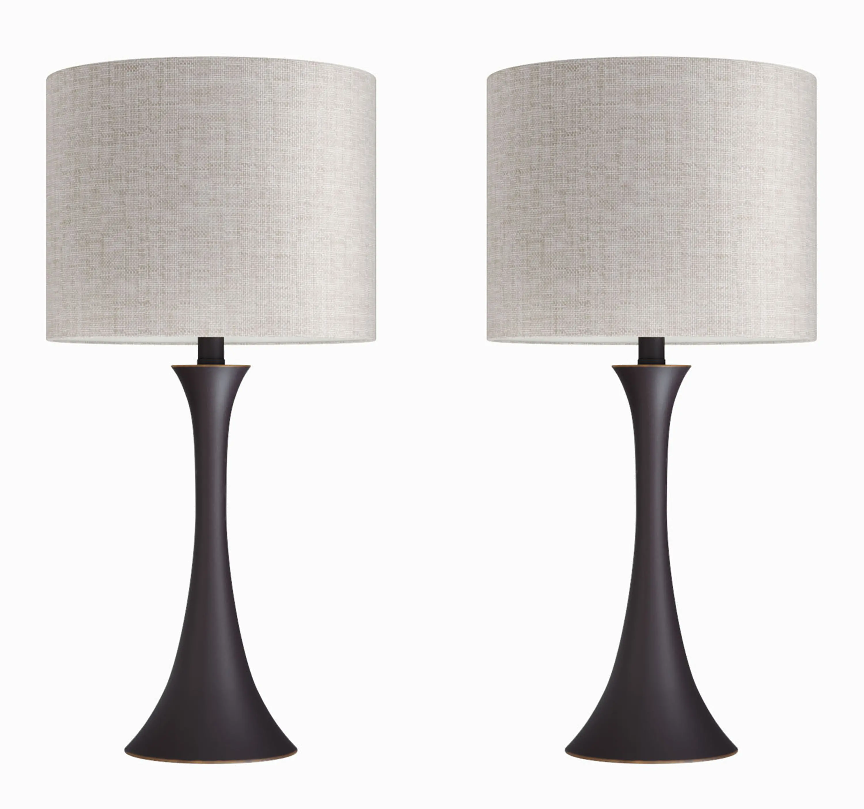 Lenuxe Bronze Table Lamps with Natural Linen Shades, Set of 2