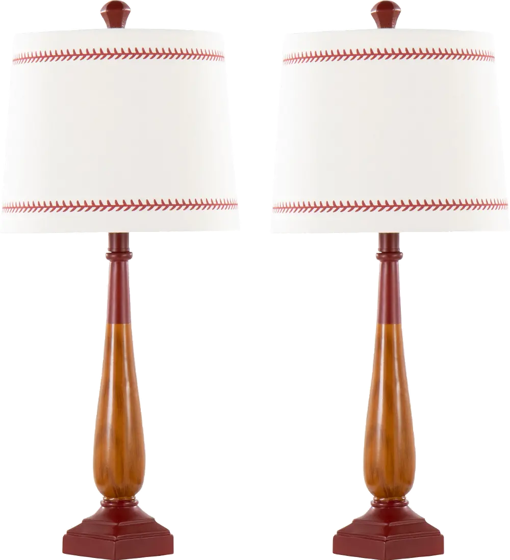 TL25-BASEBALL-RBW WLW2 Baseball Red & White Table Lamps, Set of 2-1