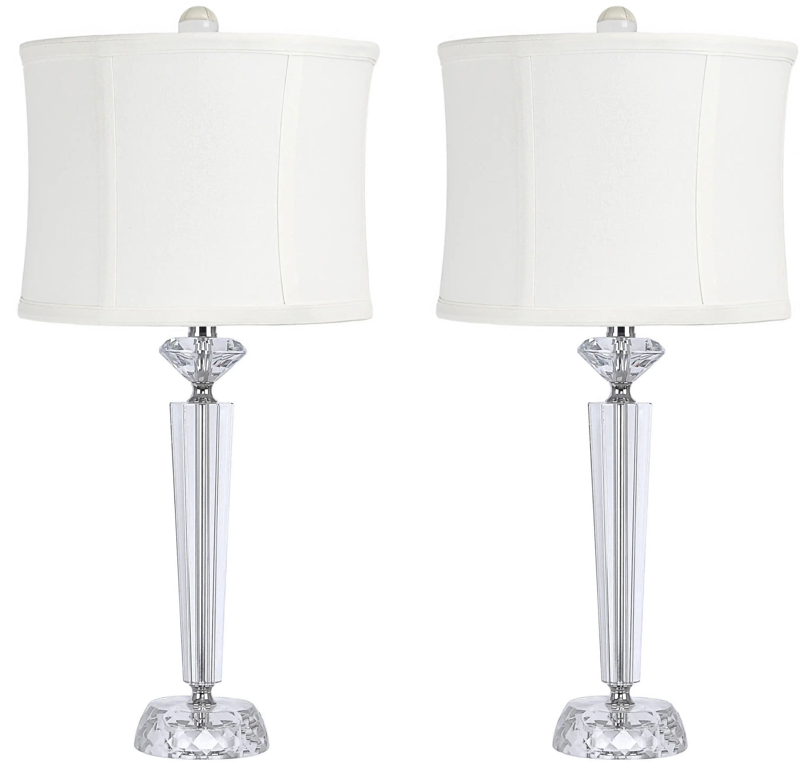 TL25-DIAMPIL-RBWK9W2 Diamond Pillar Table Lamps with Off-White Linen Sh sku TL25-DIAMPIL-RBWK9W2
