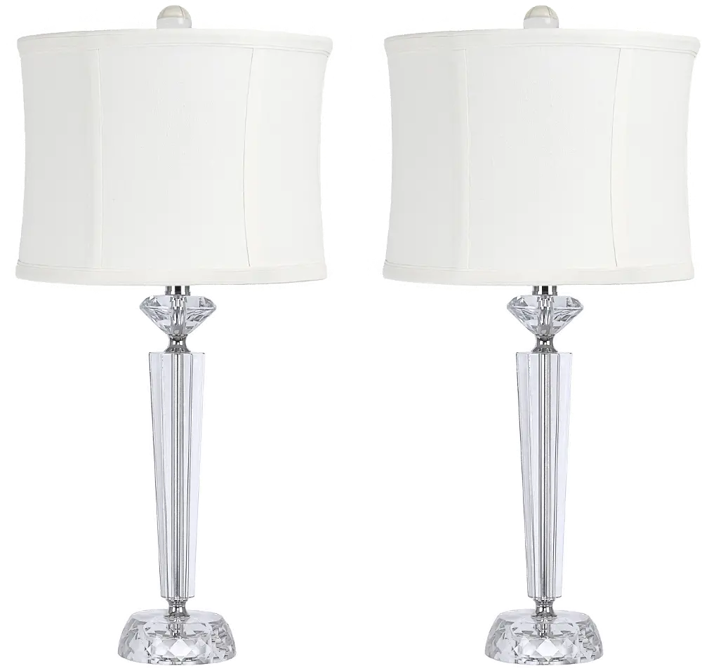 TL25-DIAMPIL-RBW K9W2 Diamond Pillar Table Lamps with Off-White Linen Shades, Set of 2-1