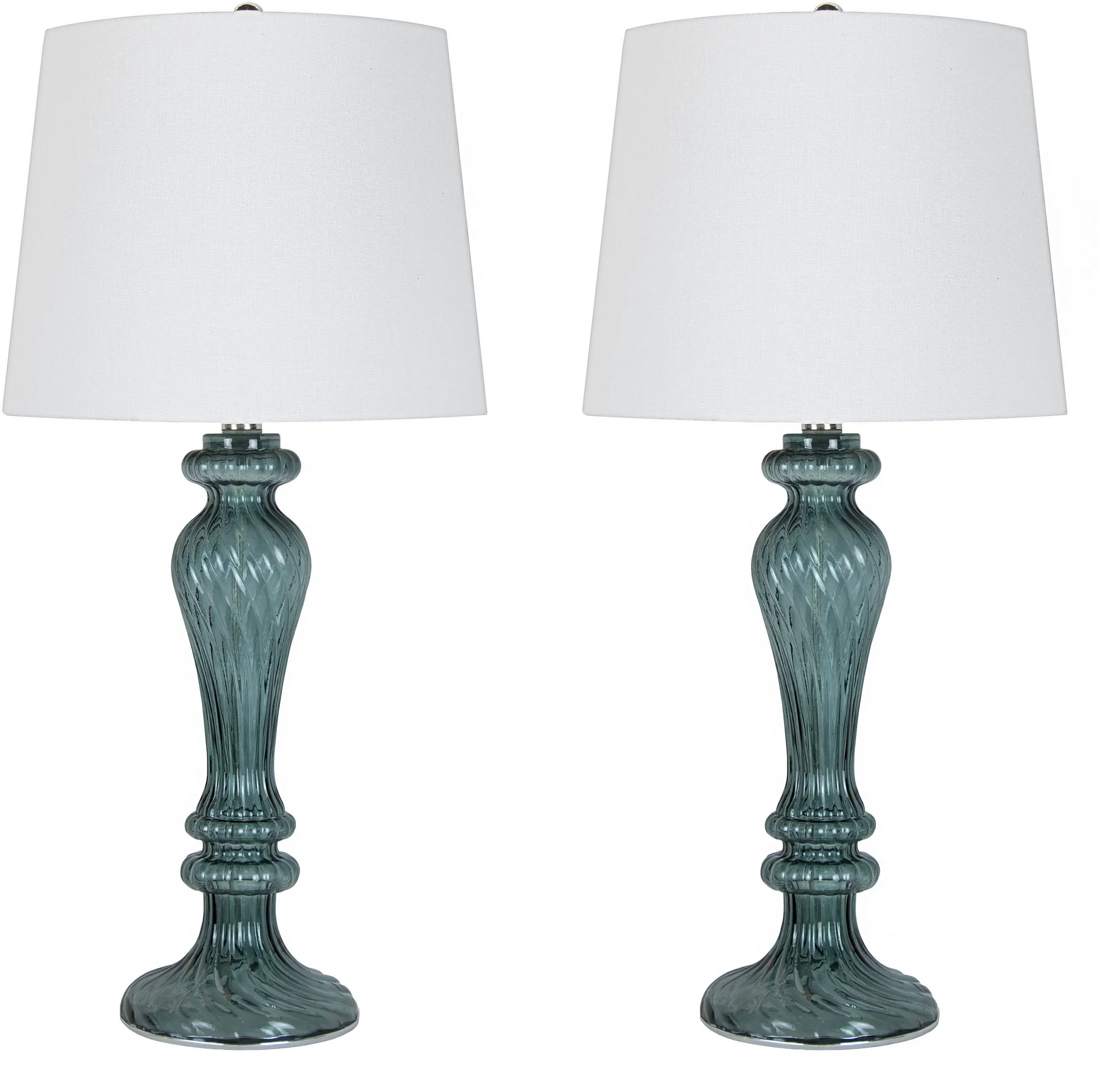 Windsor Smokey Turquoise Glass Table Lamps, Set of 2