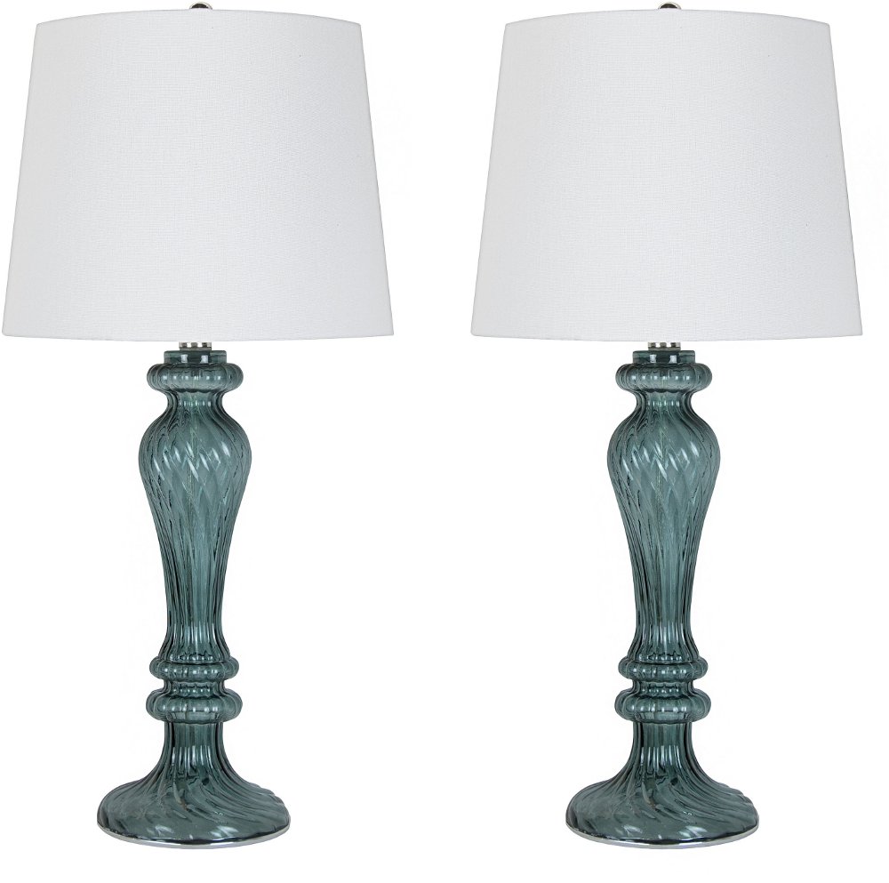 112904173 Windsor Smokey Turquoise Glass Table Lamps, Set of sku 112904173