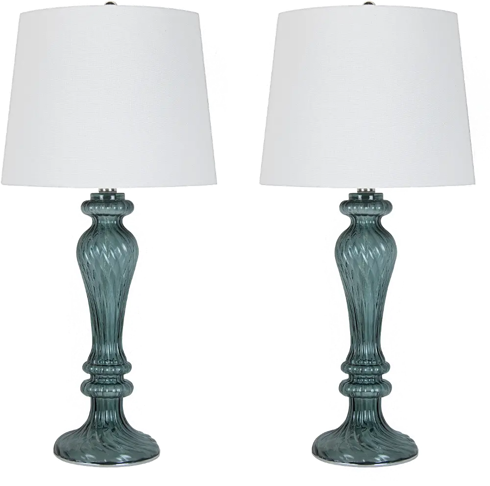 GVT25-GT-WINDSR-KTL TQW2 Windsor Smokey Turquoise Glass Table Lamps, Set of 2-1