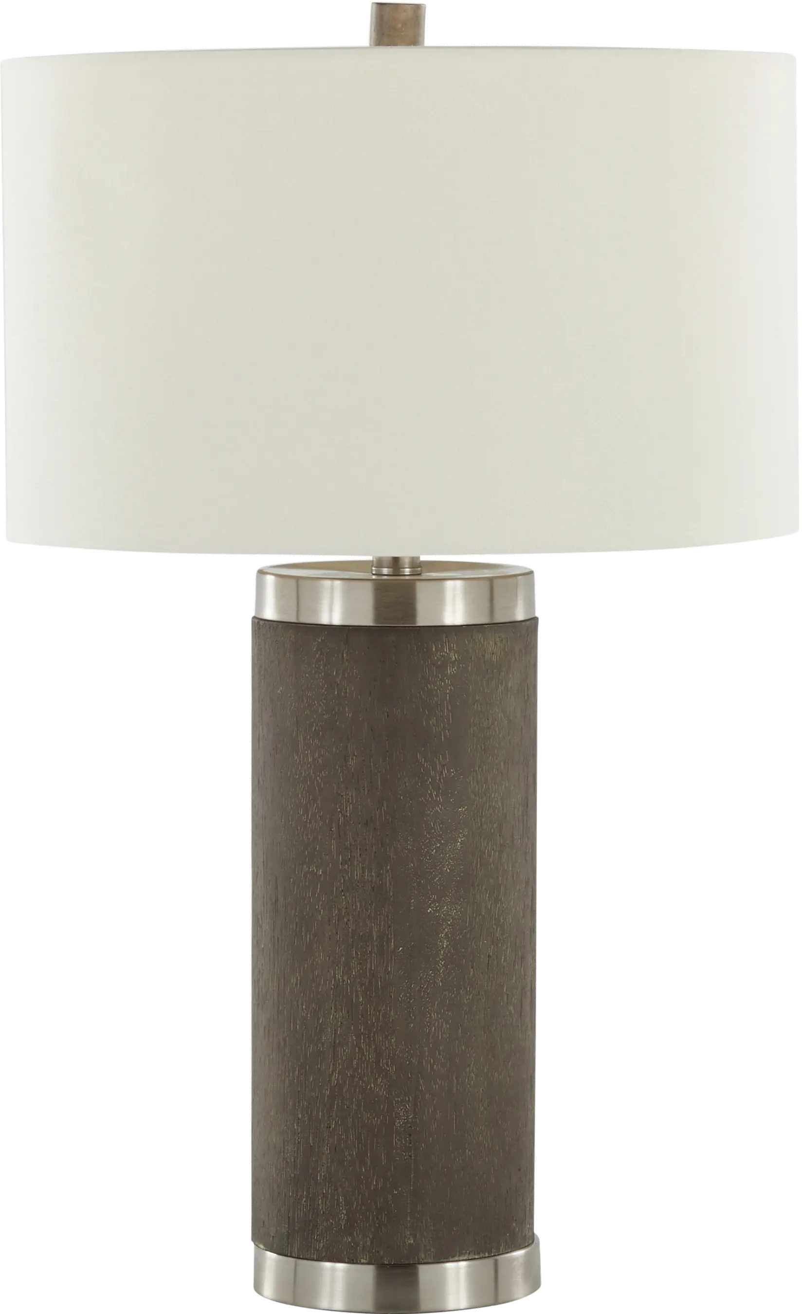 Cylinder Acid Brown Wood Polyresin Table Lamp