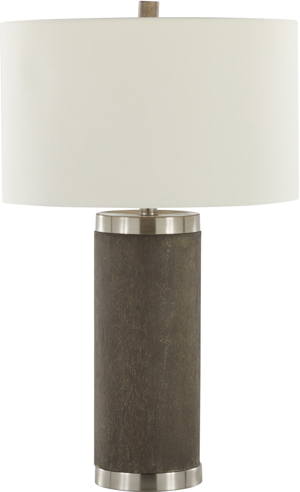 112904180 Cylinder Acid Brown Wood Polyresin Table Lamp sku 112904180