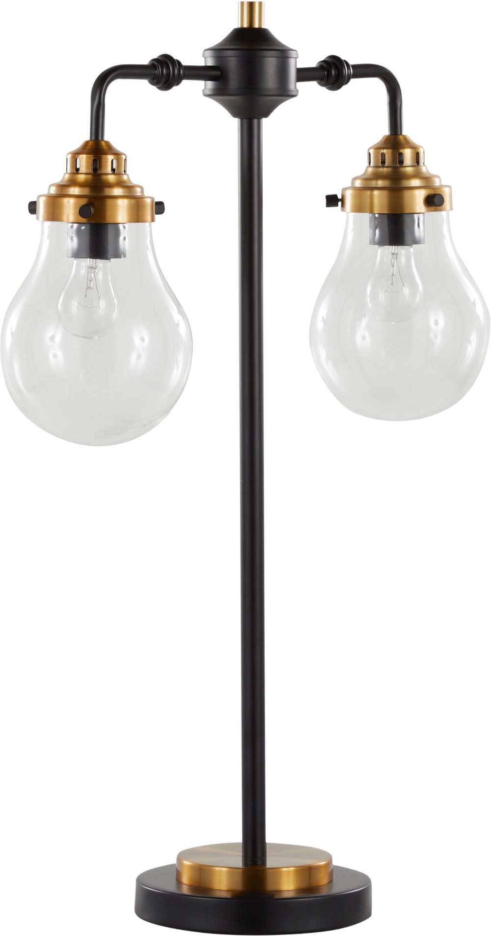 Sherlock Matte Black & Brass Table Lamp with Edison Bulbs