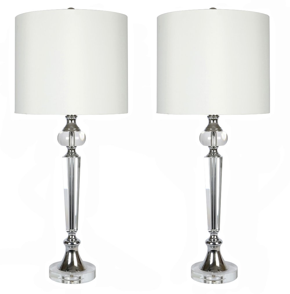 112904262 Torch Crystal & Polished Chrome Table Lamps, Set o sku 112904262