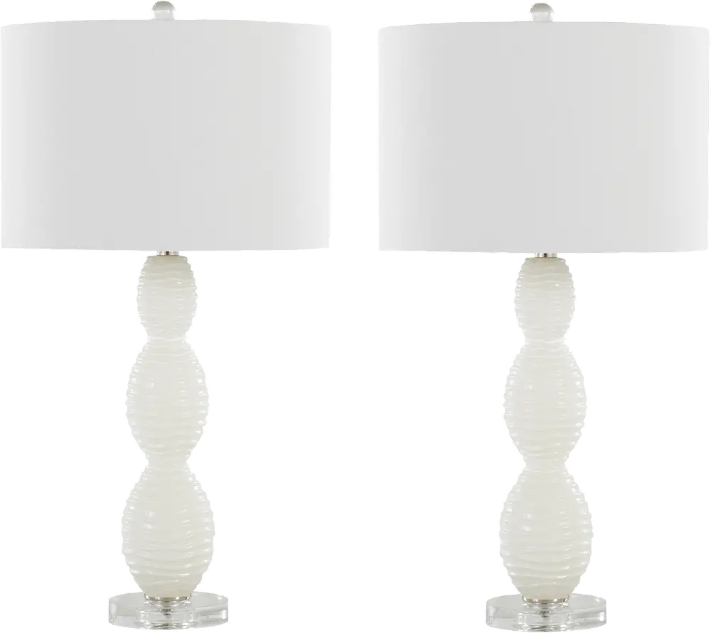 TL28-CWAVES-RBW WW2 Cinched Waves Milk White Glass Table Lamps, Set of 2-1