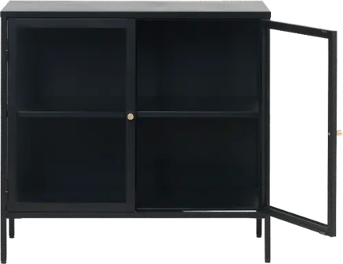 Clear Glass/Aluminum Storage Cabinet