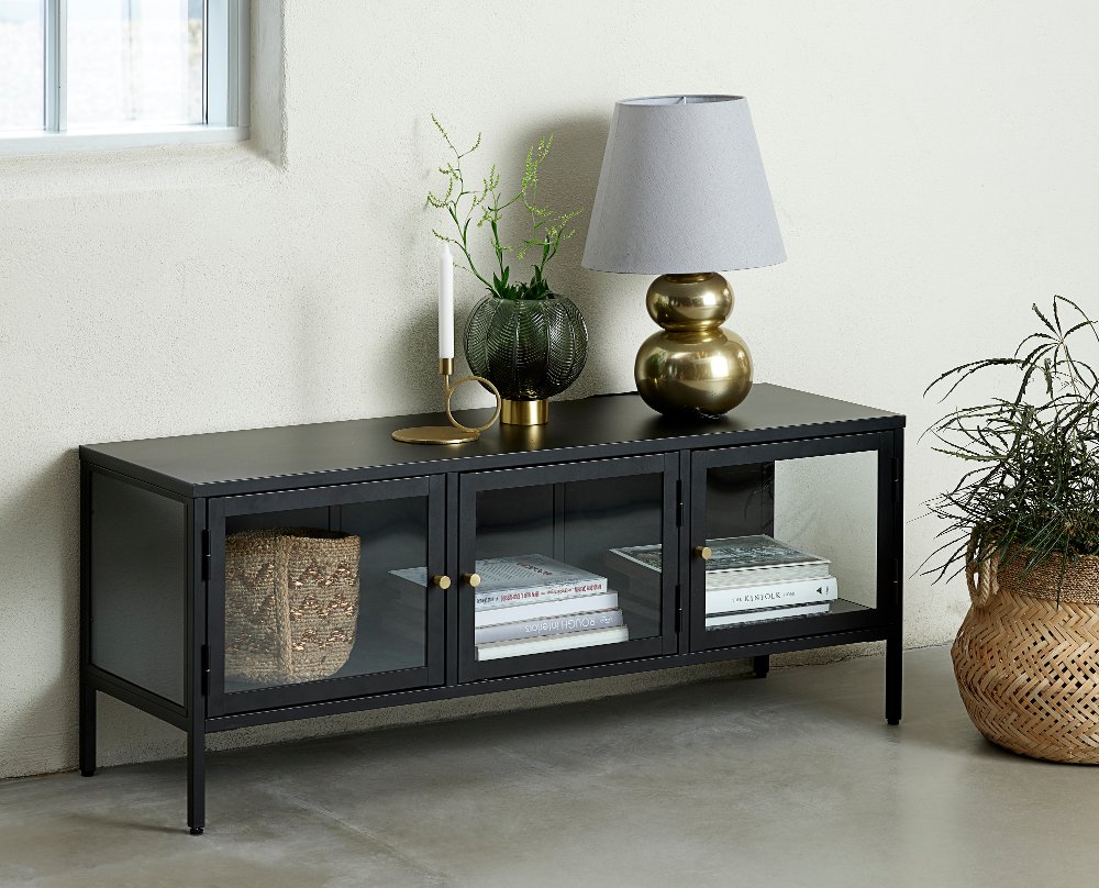 Carmel Black Metal & Glass 52 TV Stand