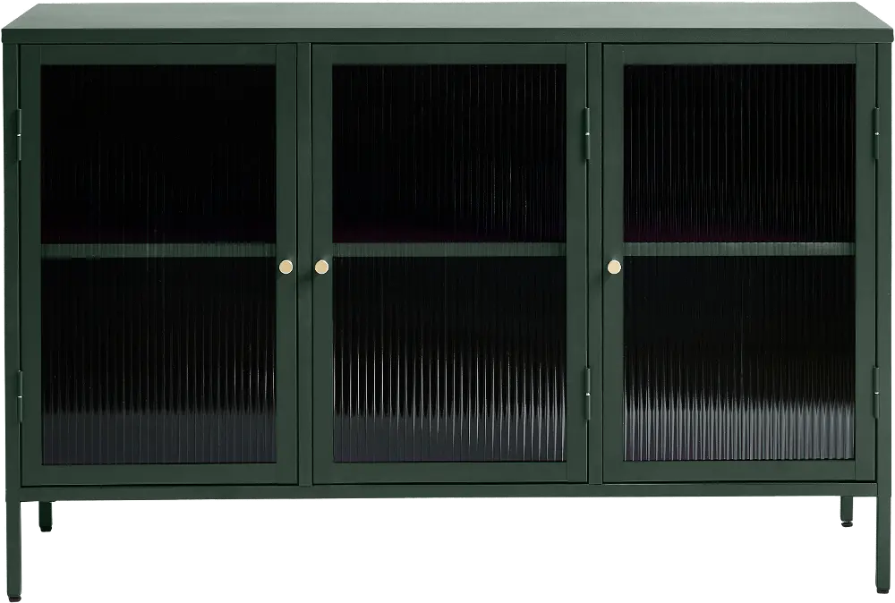 Bronco Green Metal & Glass 3-Door Sideboard-1
