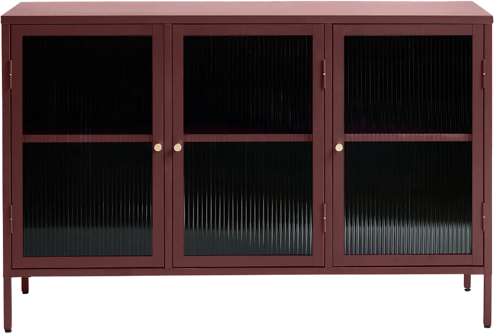 Bronco Red Metal & Glass 3-Door Sideboard-1