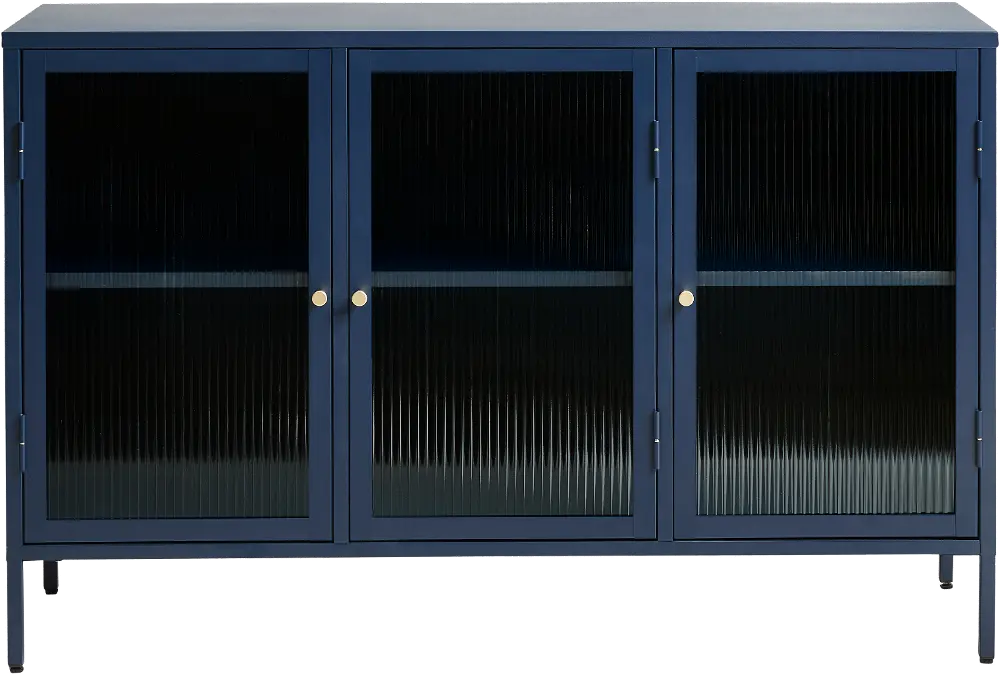 Bronco Blue Metal & Glass 3-Door Sideboard-1
