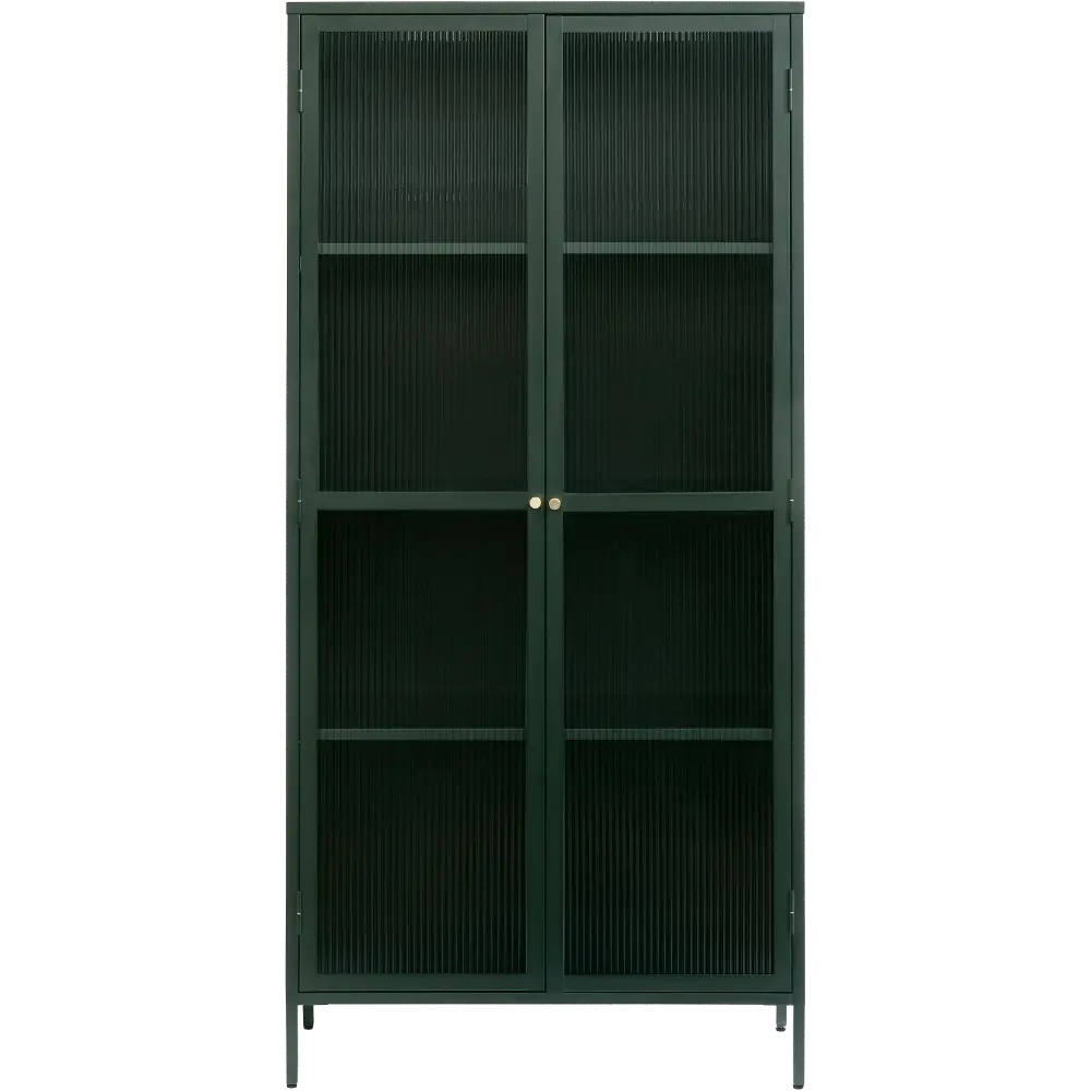 Bronco Green Metal & Glass 75  Tall Display Cabinet-1