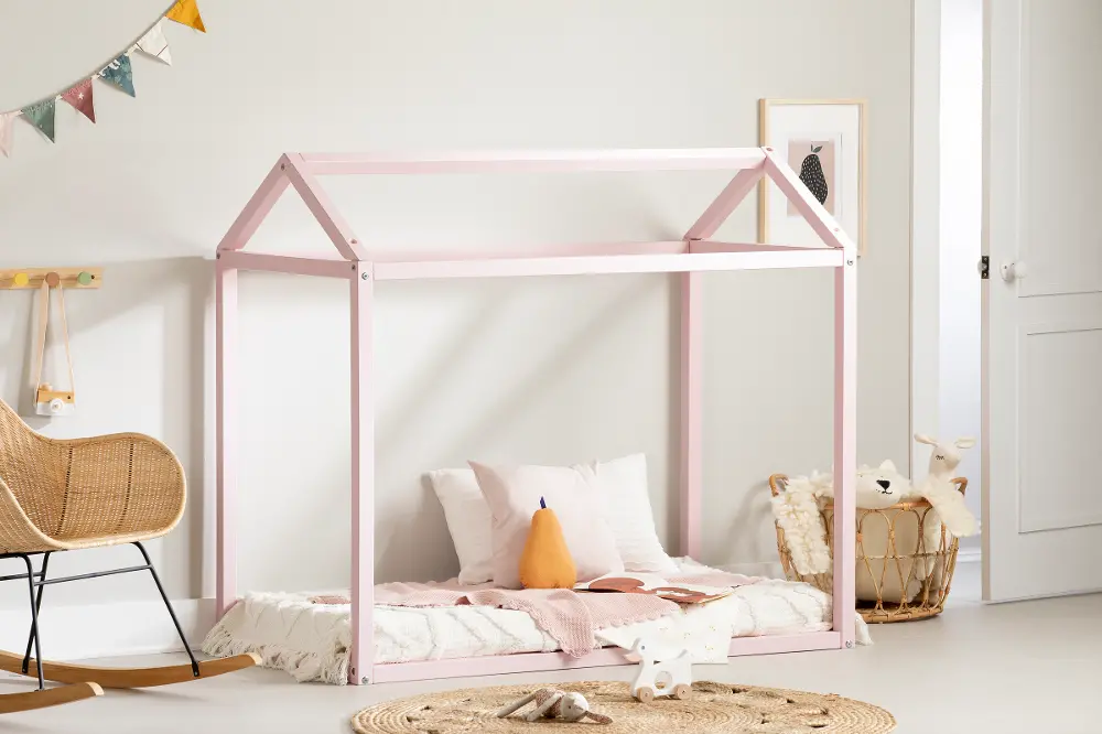 13702 Sweedi Toddler Pink House Crib Transition Bed - South Shore-1