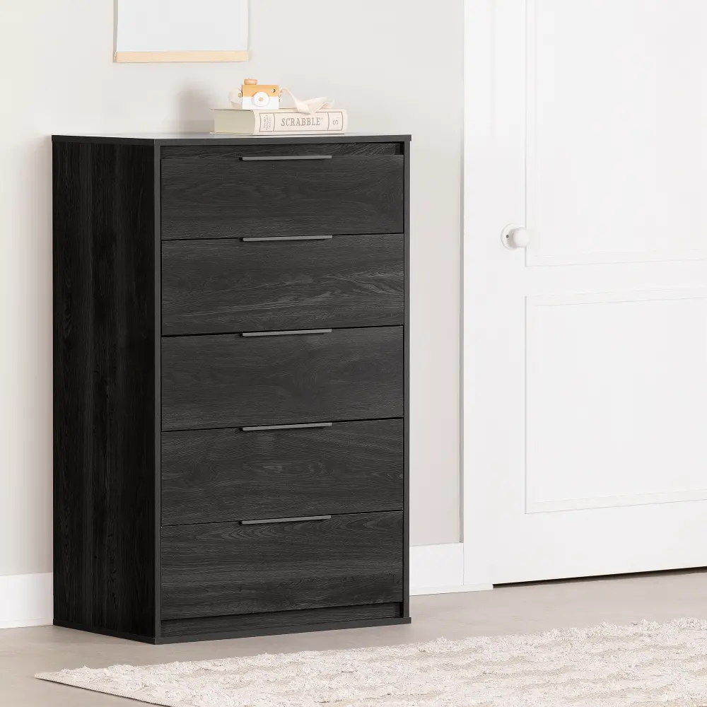 13987 Hourra Gray Oak 5-Drawer Chest of Drawers - South Shore-1