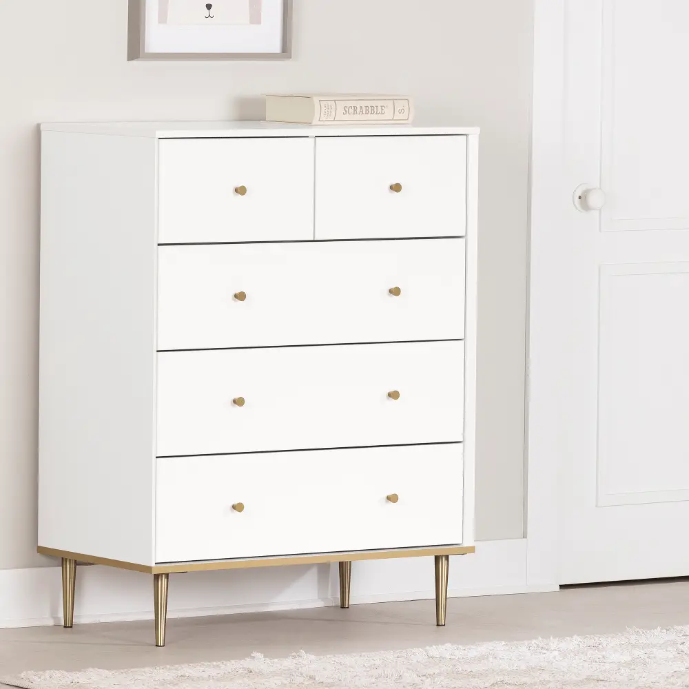 14201 Dylane White 5-Drawer Chest of Drawers - South Shore-1