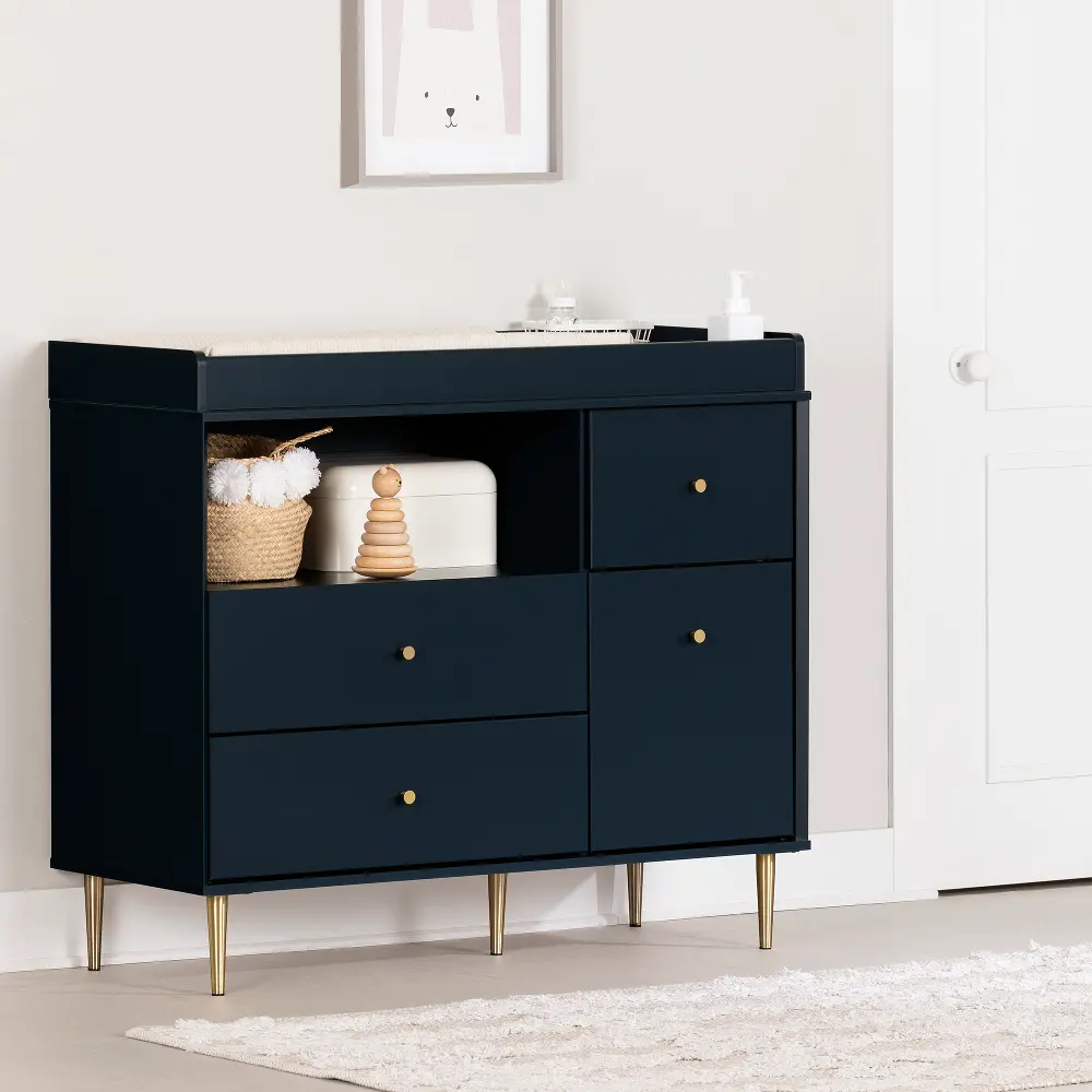 14204 Dylane Navy Blue Changing Table with Storage - South Shore-1