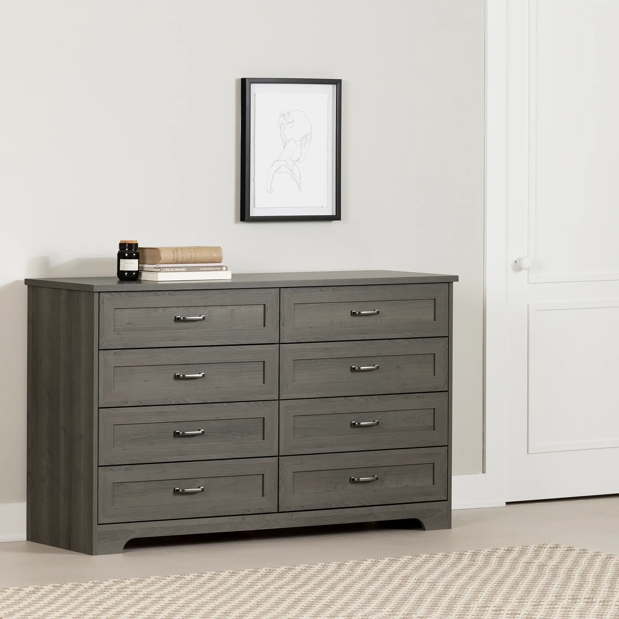 Prairie Gray 8-Drawer Dresser - South Shore