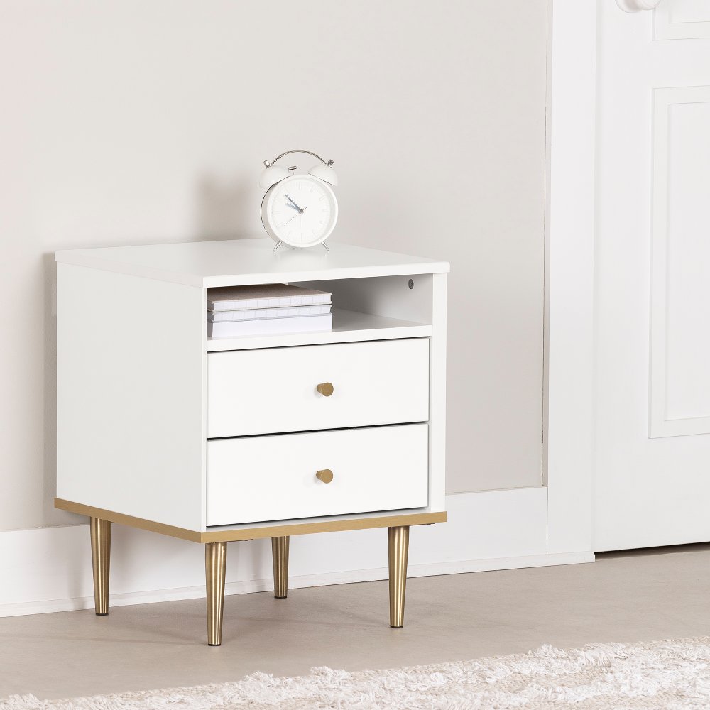 Dylane White 2-Drawer Nightstand - South Shore