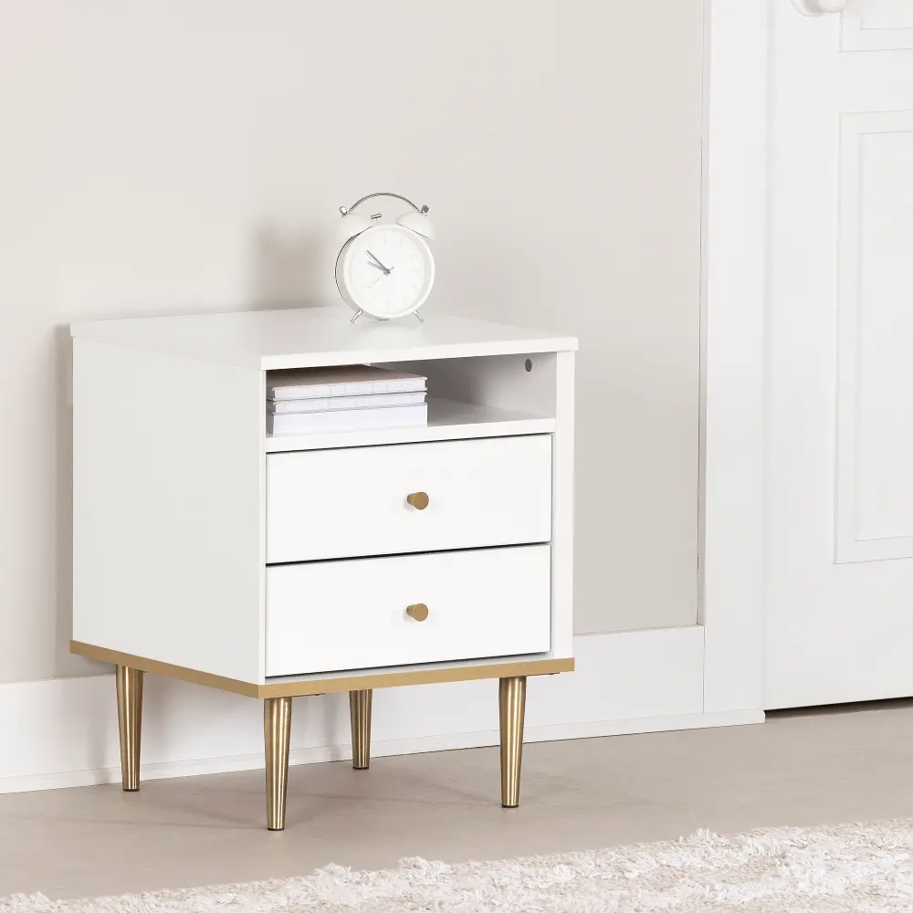 14762 Dylane White 2-Drawer Nightstand - South Shore-1
