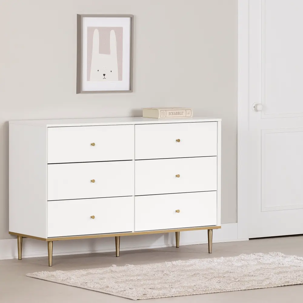 14763 Dylane White 6-Drawer Dresser - South Shore-1