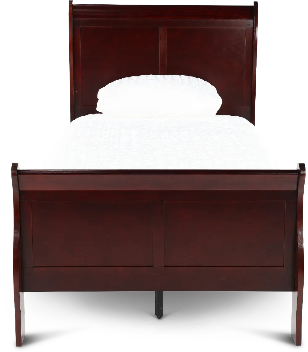 Louis Cherry Twin Sleigh Bed-1